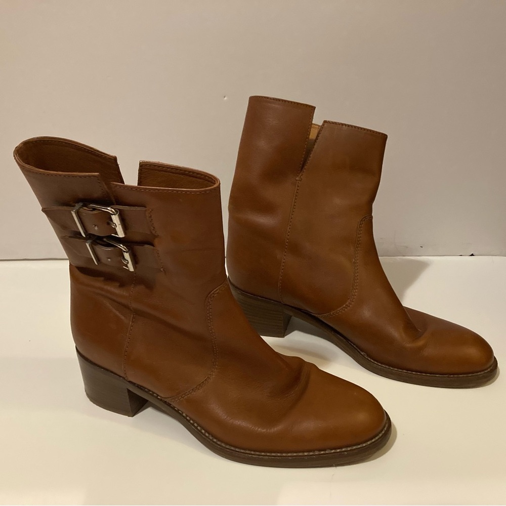 J Crew Dean Mishift Boot in Chestnut color Size 8  1 3/4” Block Heel